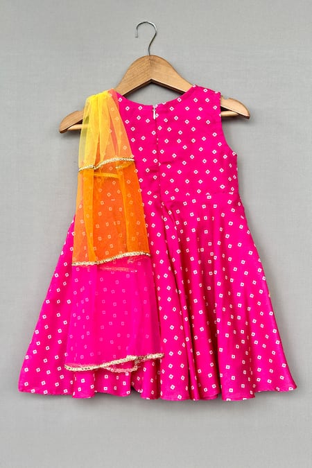 Label Neeti Pink Bandhani Print Kurta 