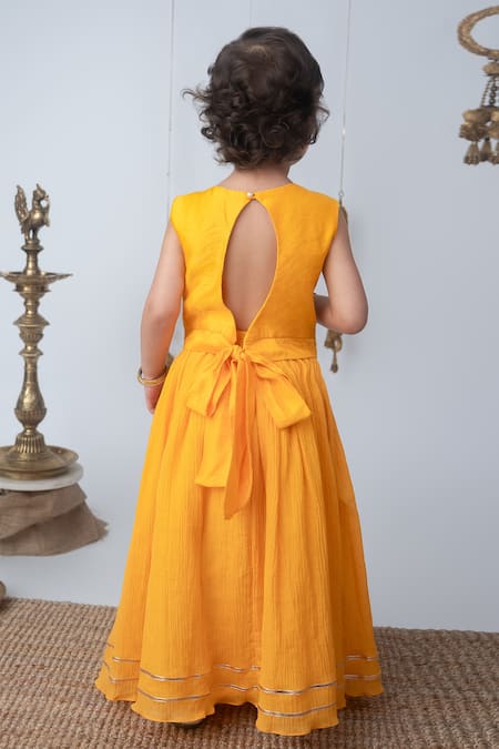 Label Neeti Sunshine Yellow Embroidered Blouse With Lehenga 