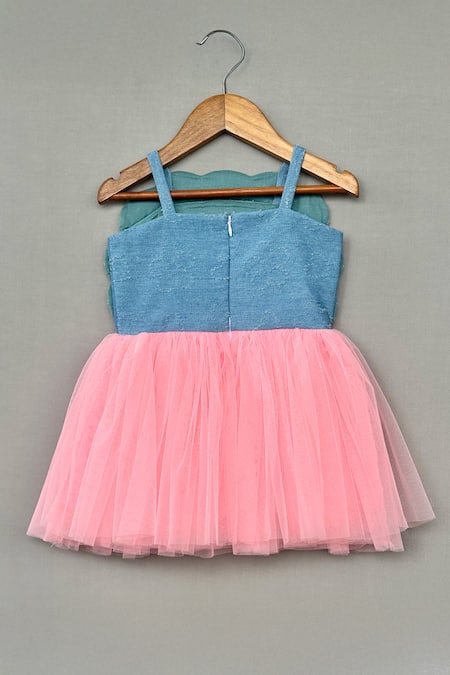 Label Neeti Denim & Pink Tulle Floral Dress 