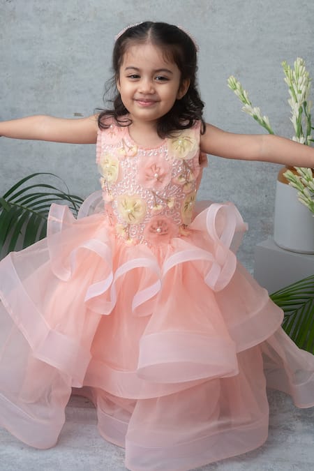 Label Neeti Peach Layered Gown 