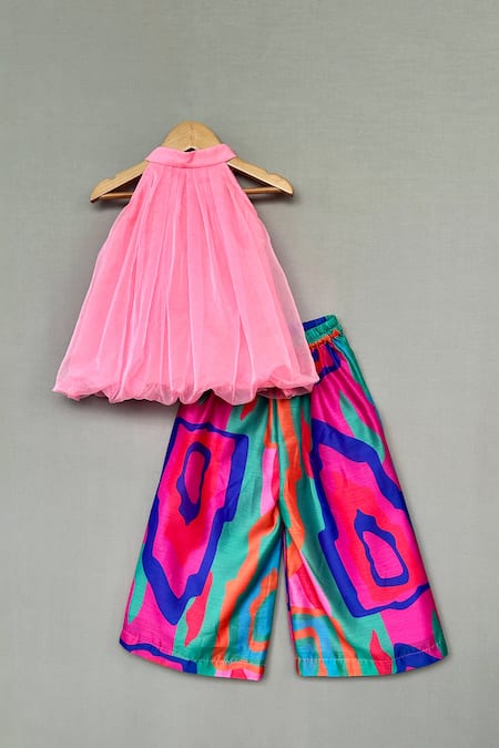 Label Neeti Pink Organza Top With Palazzo 