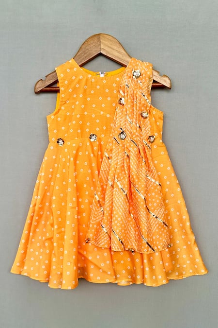 Label Neeti Yellow Bandhani Print Kurta 