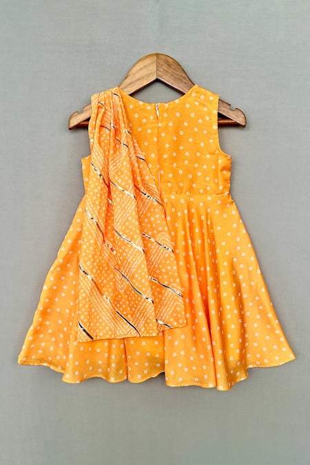 Label Neeti Yellow Bandhani Print Kurta 