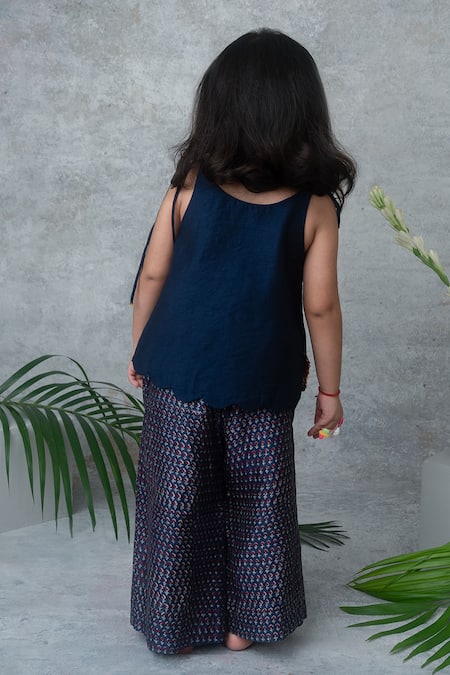 Label Neeti Navy Blue Embellished Top With Palazzo 