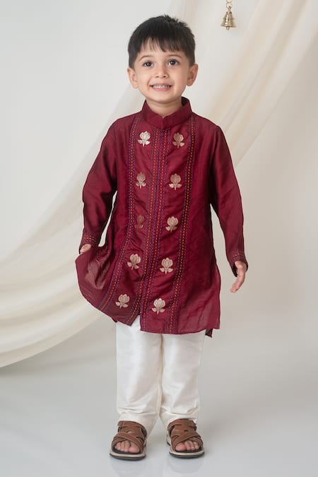 Label Neeti Maroon Embroidered Kurta Set 