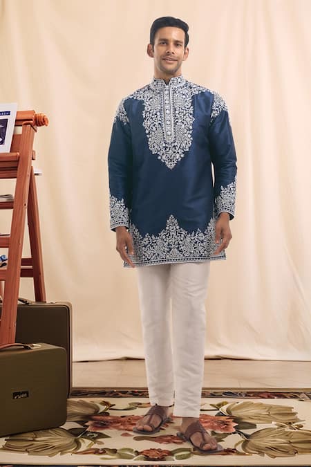 Arihant Rai Sinha Embroidered Cotton Silk Short Kurta 