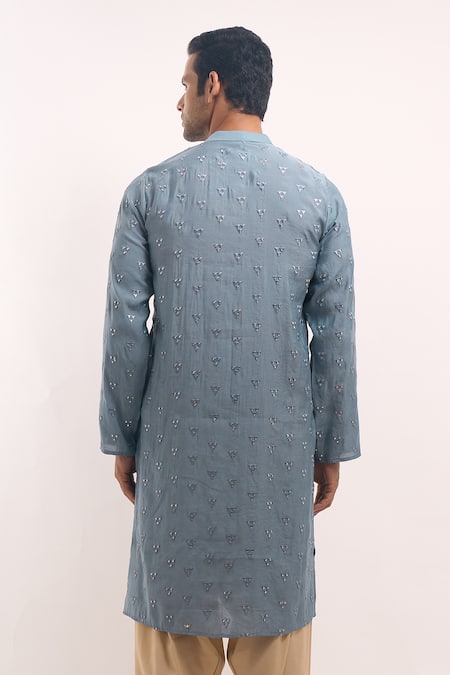 Arihant Rai Sinha Geometric Motif Cotton Silk Kurta 