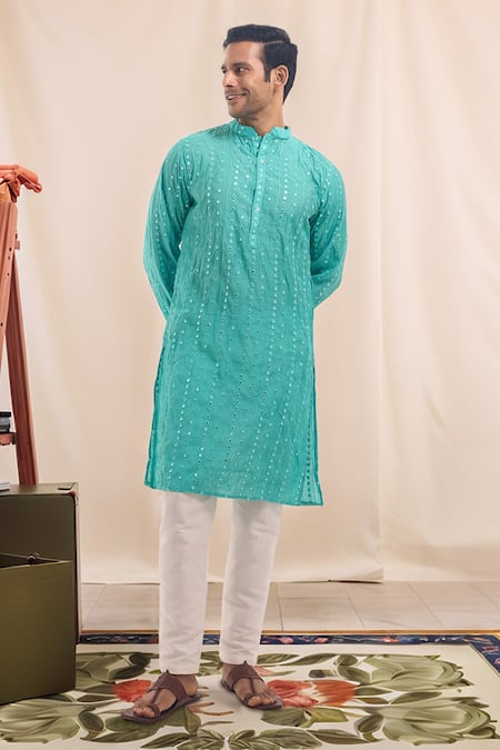 Arihant Rai Sinha Mirror Work Cotton Silk Kurta