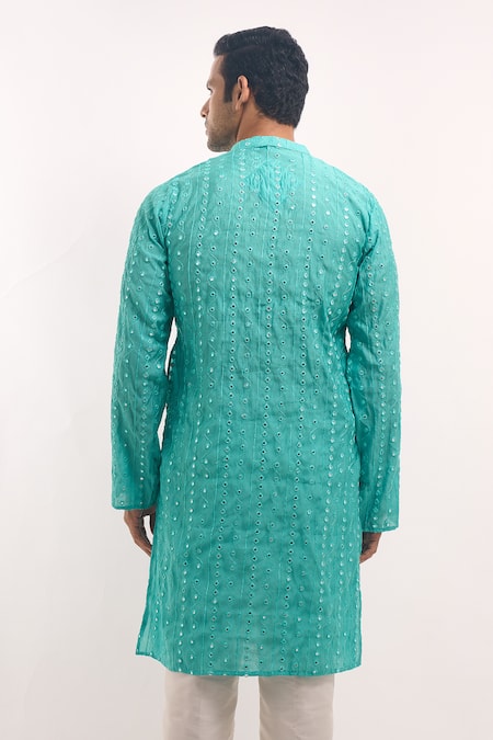 Arihant Rai Sinha Mirror Work Cotton Silk Kurta