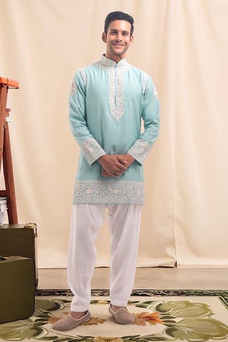 Arihant Rai Sinha Cotton Silk Embroidered Short Kurta 