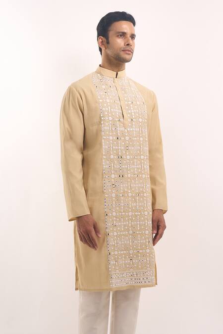 Buy Arihant Rai Sinha Cream Cotton Mirrors, Embroidery Work Kurta Online at Aza Fashions Buy_Arihant Rai Sinha_Cream Cotton Mirrors, Embroidery Work Kurta _Online_at_Aza_Fashions