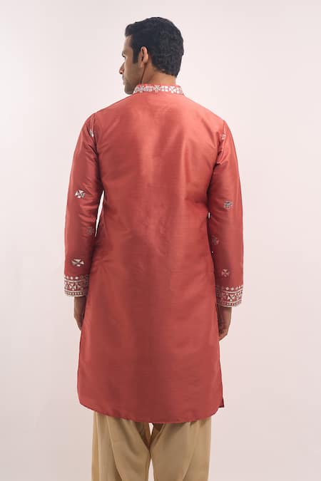 Arihant Rai Sinha Mirror Embroidered Silk Blend Kurta