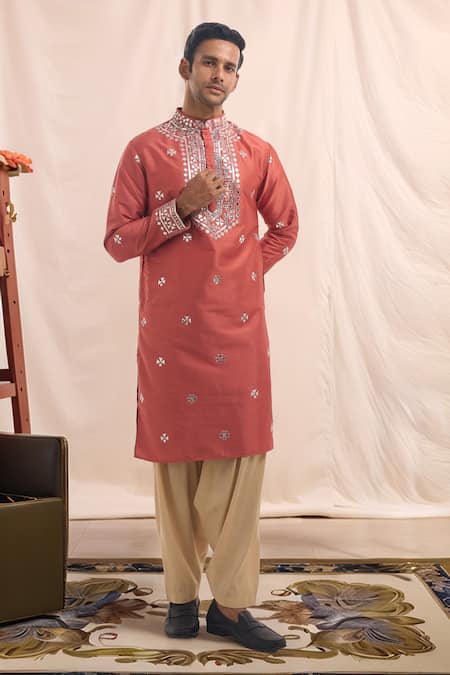Arihant Rai Sinha Mirror Embroidered Silk Blend Kurta