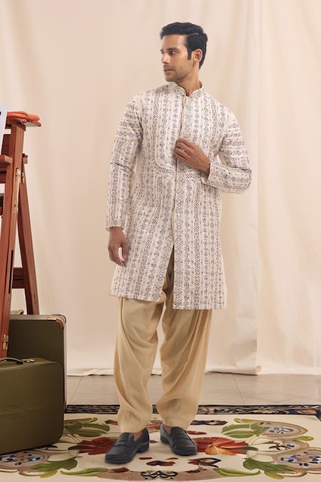 Arihant Rai Sinha Geometric Pattern Silk Blend Kurta 