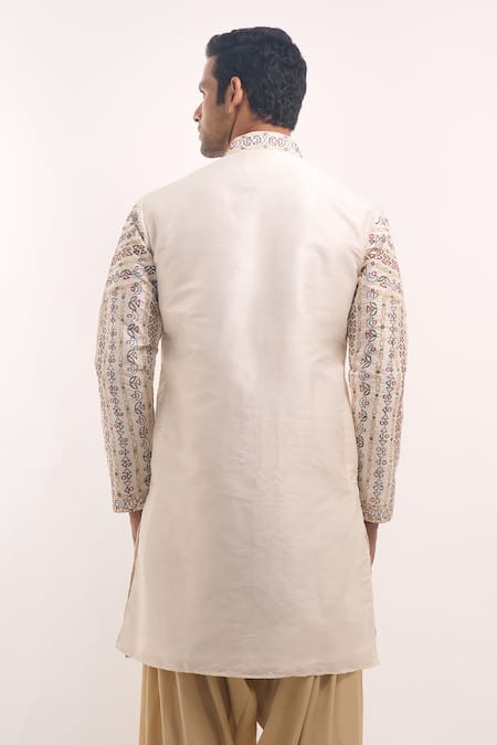 Arihant Rai Sinha Geometric Pattern Silk Blend Kurta 