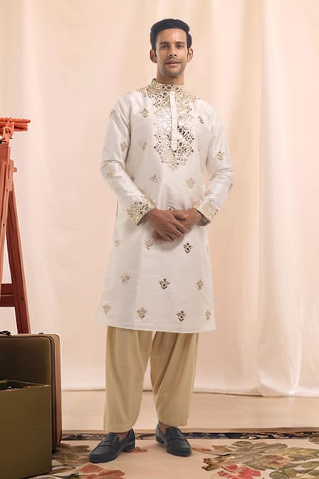 Arihant Rai Sinha Mirror Embroidered Silk Blend Kurta