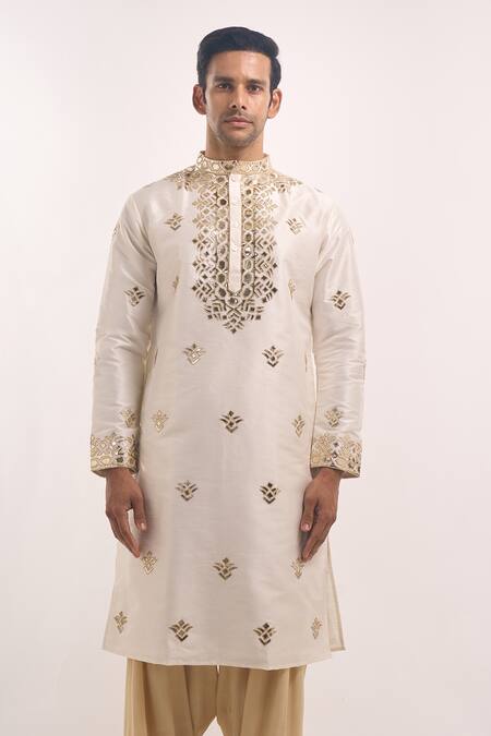 Buy Arihant Rai Sinha White Silk Mirrors, Embroidery Blend Kurta Online at Aza Fashions Buy_Arihant Rai Sinha_White Silk Mirrors, Embroidery Blend Kurta _Online_at_Aza_Fashions