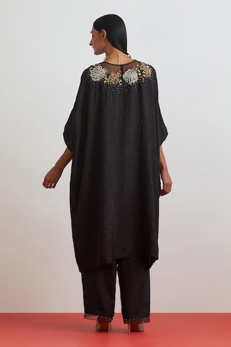 One Not Two Crushed Silk Kaftan & Pant Set 