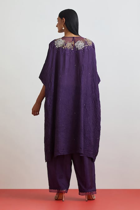 One Not Two Floral Embroidered Kaftan & Pant Set 