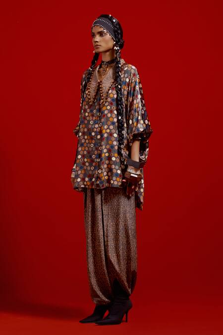 Aseem Kapoor_Multi Color Crepe Embroidery Collared Mandala Printed Shirt _at_Aza_Fashions