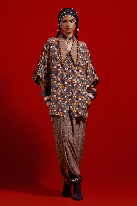 Buy_Aseem Kapoor_Multi Color Crepe Embroidery Collared Mandala Printed Shirt 