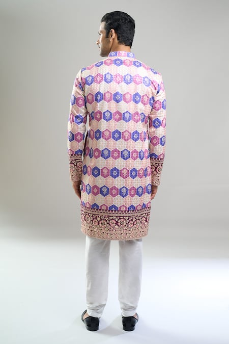 Arihant Rai Sinha Geometric Print Thread & Sequin Embroidered Kurta Set 