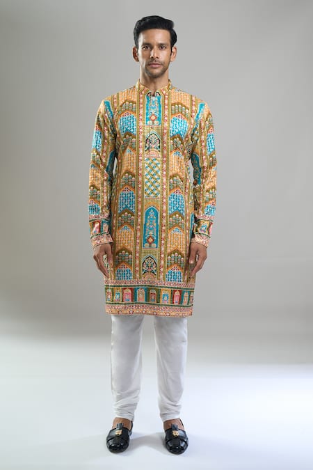 Buy_Arihant Rai Sinha_Green Cotton, Viscose, Polyester Embroidery, Sequins, Metallic And Kurta Set 