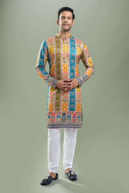 Arihant Rai Sinha Geometric Floral Thread & Sequin Embroidered Kurta Set 