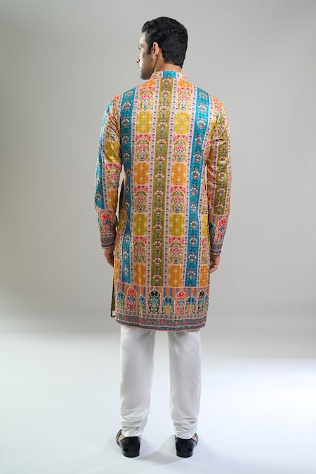 Arihant Rai Sinha Geometric Floral Thread & Sequin Embroidered Kurta Set 