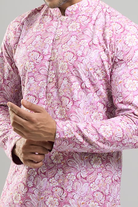 Buy_Arihant Rai Sinha_Purple Cotton Embroidery, Sequins, Metallic Thread And Floral Kurta Set _Online_at_Aza_Fashions