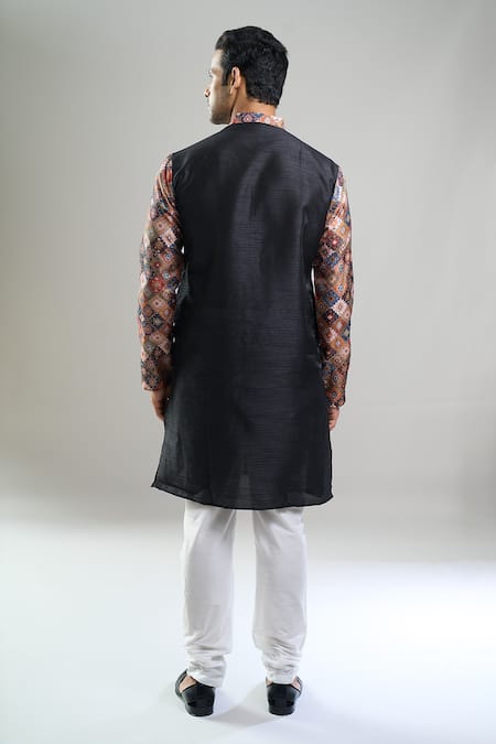Arihant Rai Sinha Printed Patta Silk Blend Kurta & Churidar Set 