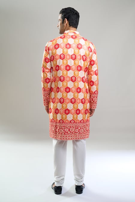 Arihant Rai Sinha Geometric Embroidered Kurta & Churidar Set 