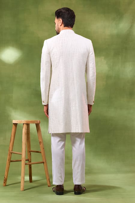Spring Break White Embroidered Sherwani Set 