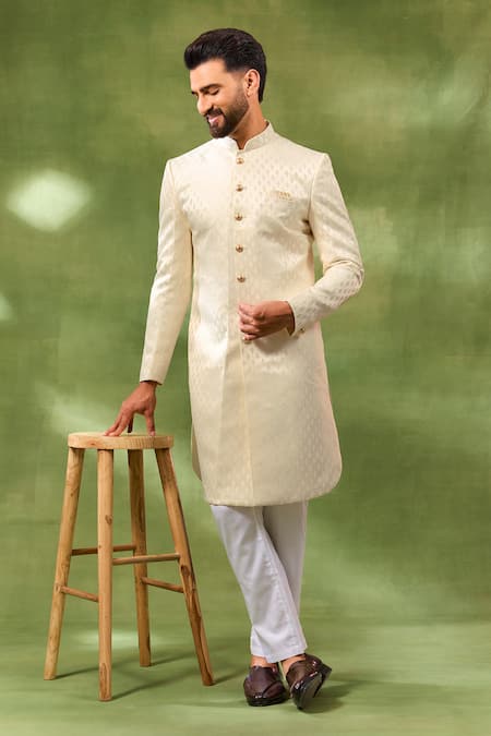 Spring Break Cream Embroidered Sherwani Set 