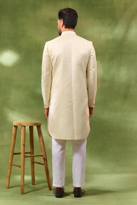Spring Break Cream Embroidered Sherwani Set 