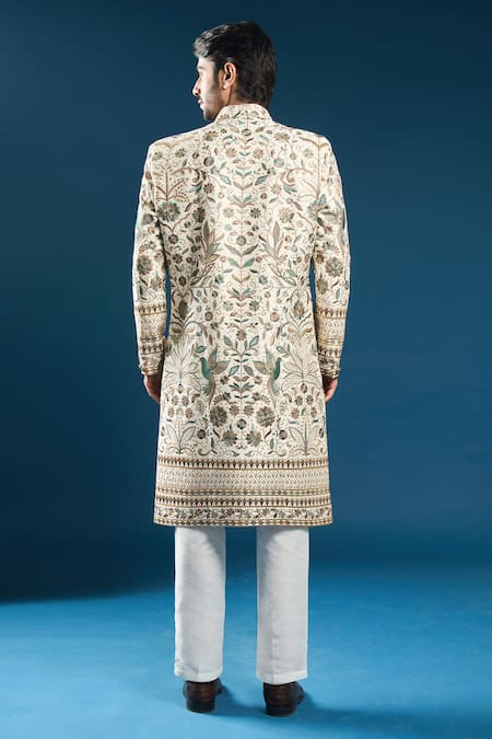 Arihant Rai Sinha Cream Heavy Embroidered Sherwani Set 