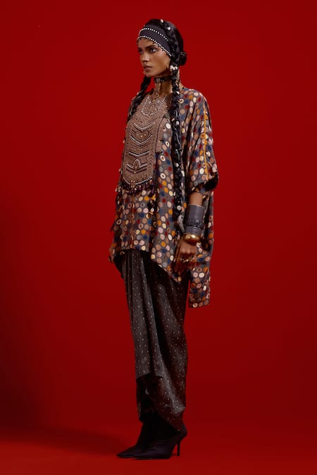 Buy Aseem Kapoor Gray Crepe, Satin Embroidery, Beads, Tassels Kuru Trapeze Kurta And Skirt Set Online at Aza Fashions Buy_Aseem Kapoor_Gray Crepe, Satin Embroidery, Beads, Tassels Kuru Trapeze Kurta And Skirt Set _Online_at_Aza_Fashions