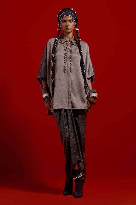 Aseem Kapoor Mandala Shirt & Draped Skirt Set 