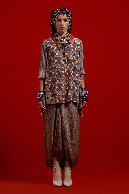 Aseem Kapoor Atri Straight Shirt & Draped Pant Set 