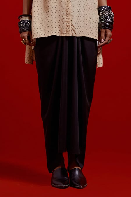 Shop_Aseem Kapoor_Beige Crepe, Satin Beads, Embroidery Collared Atri Straight Shirt And Skirt Set _Online_at_Aza_Fashions