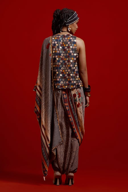 Aseem Kapoor Sadhvi Print Draped Saree With Top 