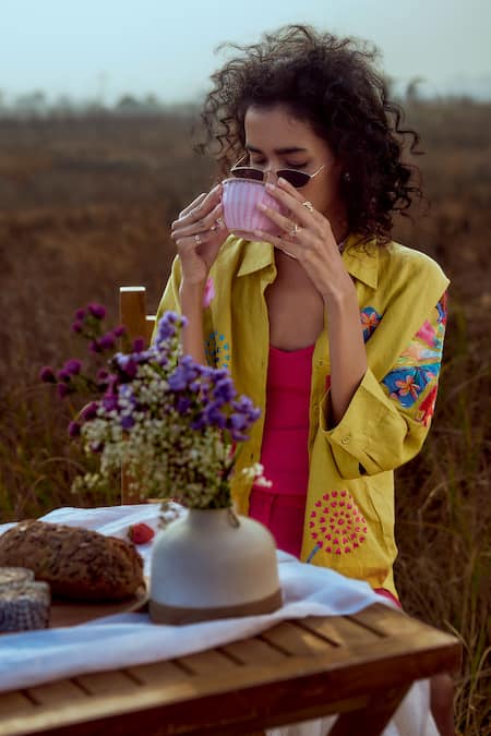 Linen Bloom Patchwork Printed Shirt 