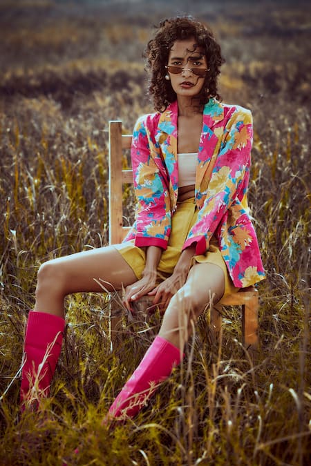 Linen Bloom Printed Blazer 