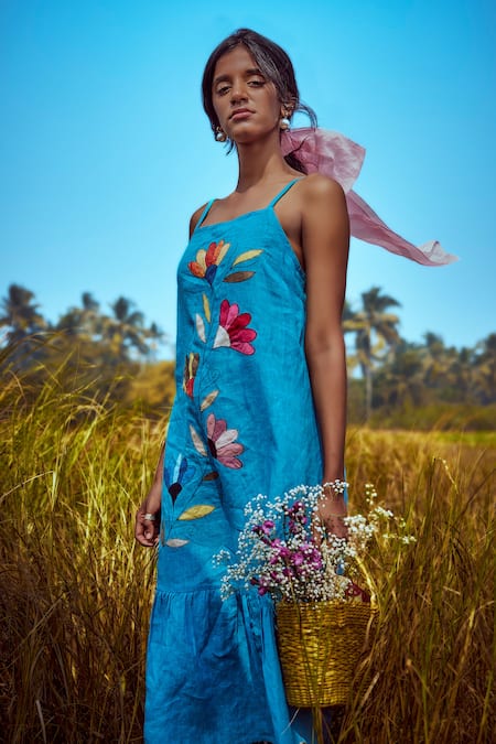 Linen Bloom Embroidered Dress 