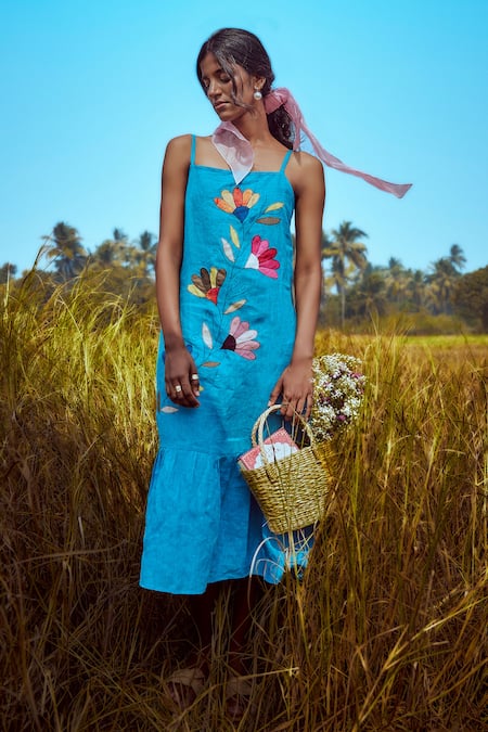 Linen Bloom Embroidered Dress 