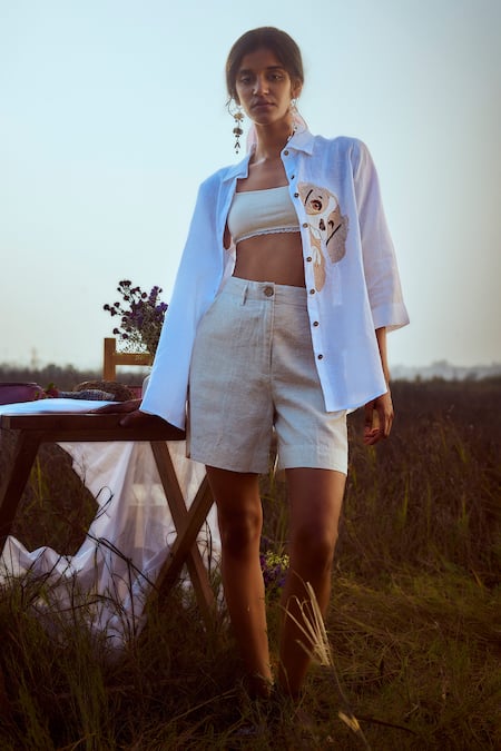 Linen Bloom Linen Shorts 