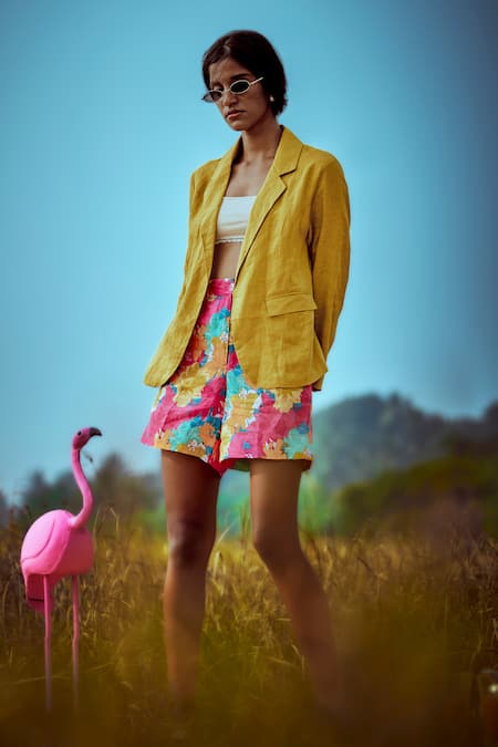 Linen Bloom Printed Shorts 