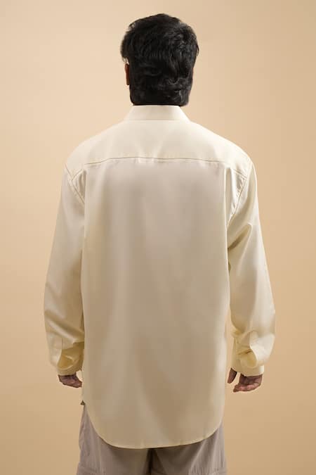 Shop Raw & Rustic By Niti Bothra Ivory Cotton Embroidery Mandarin Collar Shirt at Aza Fashions Shop_Raw & Rustic By Niti Bothra_Ivory Cotton Embroidery Mandarin Collar Shirt_at_Aza_Fashions