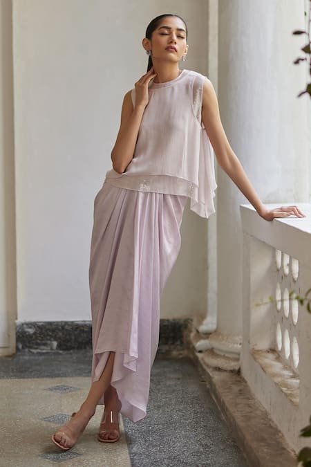 Betrue_Lavender Silk Lilac Floral _Online_at_Aza_Fashions