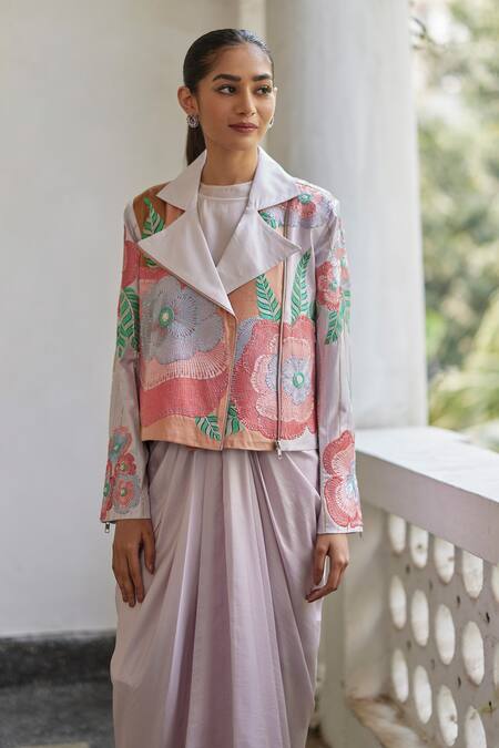 Buy_Betrue_Lavender Silk Lilac Floral _Online_at_Aza_Fashions